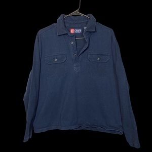Vintage Mens Chaps Navy Blue S/P Sweater Snap Button